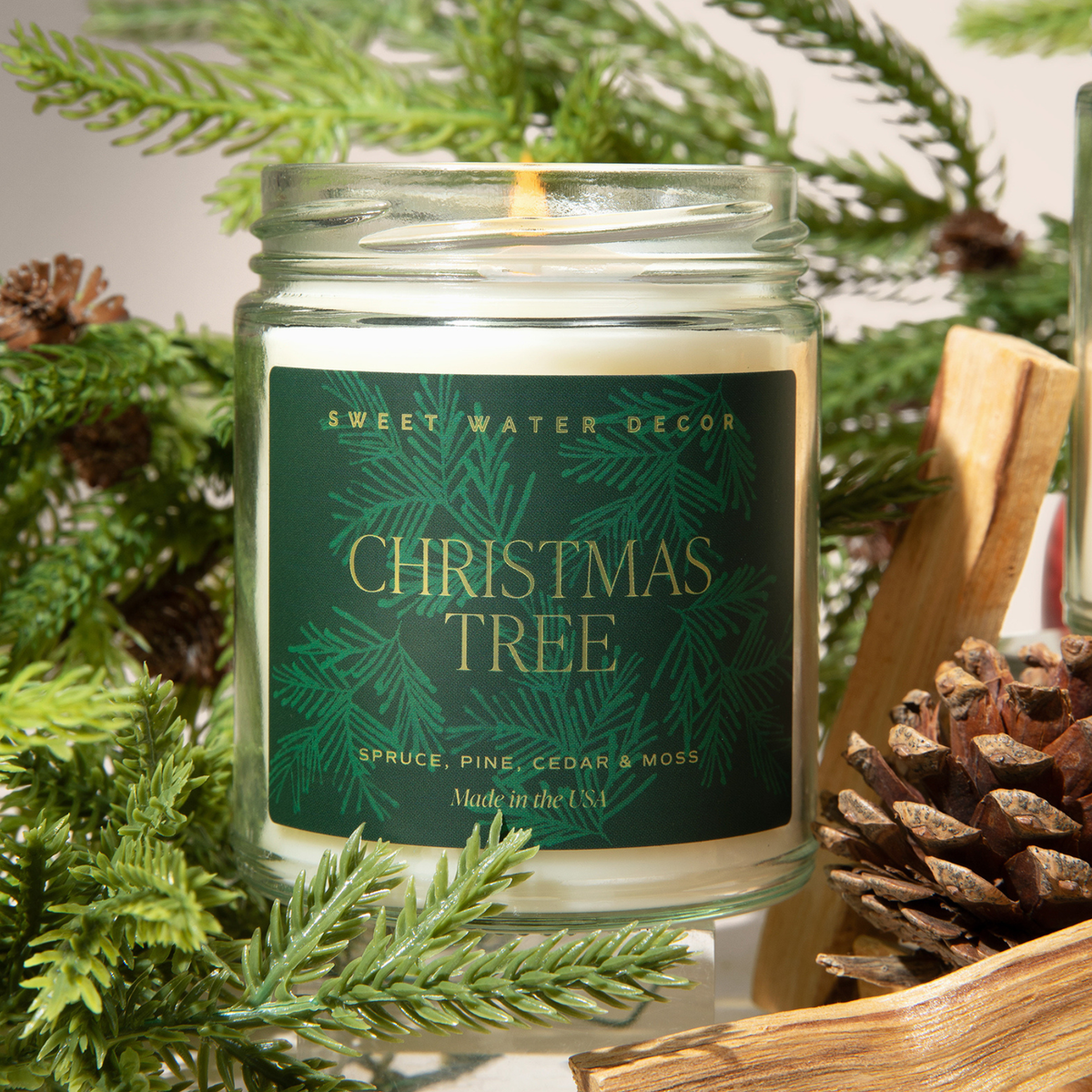 Christmas Tree 9 oz Soy Candle (Gold Foil) - Christmas Gifts