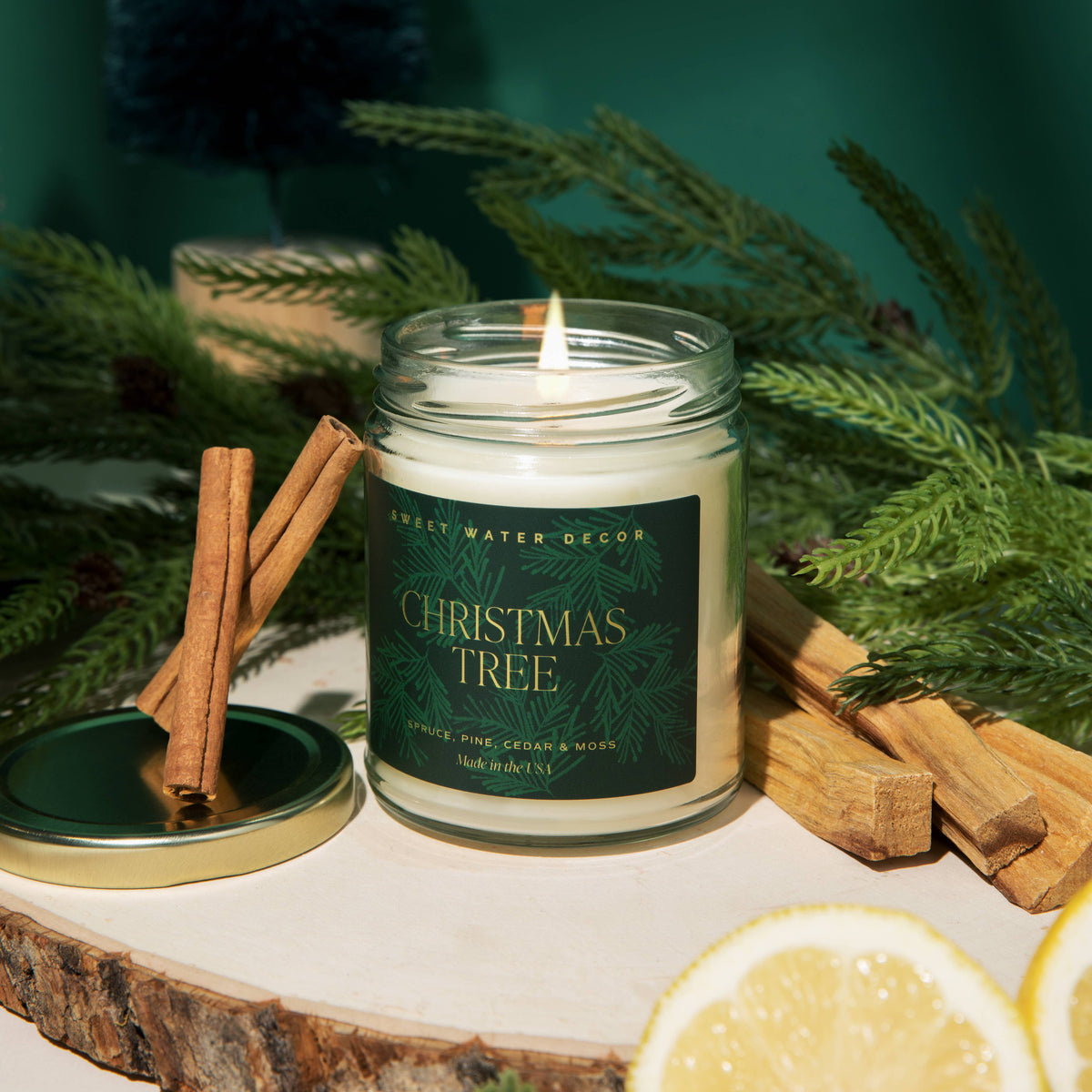 Christmas Tree 9 oz Soy Candle (Gold Foil) - Christmas Gifts
