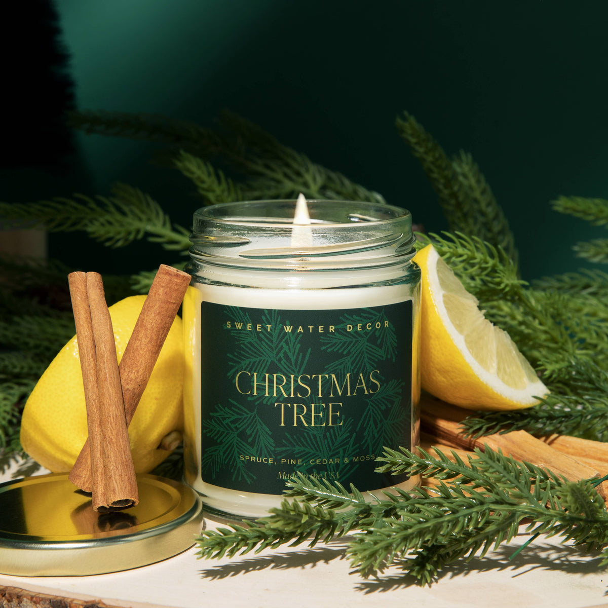 Christmas Tree 9 oz Soy Candle (Gold Foil) - Christmas Gifts